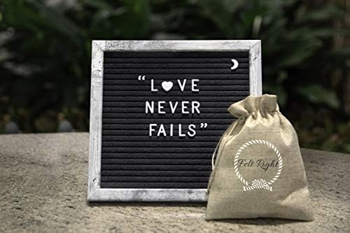 Rustic Felt Letter Board - 10x10 inches Gray Felt Board, Letter Board with 340 Letters, Symbols and Emojis, Memo Board, Changeable Message Board with Wall Hook, Canvas Bag, Stand