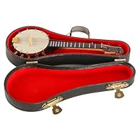 Laroal Mini-Banjo-Modell, hölzerne Miniatur-Musikinstrument-Figur mit Ständer und Box, Lehrer, Kunden, Freunde und Liebste, 14 cm Banjo