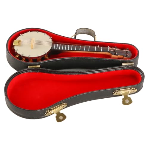 Laroal Mini Banjo Model Wooden Miniature Musical Instrument Figurine with Stand and Box for Teachers Clients Friends and Loved Ones 14cm Banjo