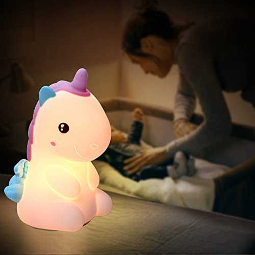Vteepck Unicorn Night Light For Kids, Cute Lamp Baby Silicone Night Light With Remote Control 16 Colors, Dimmable Baby Nursery Nightlight For Room And Toddler, Unicorn Toys For Girls Gifts thumb #5