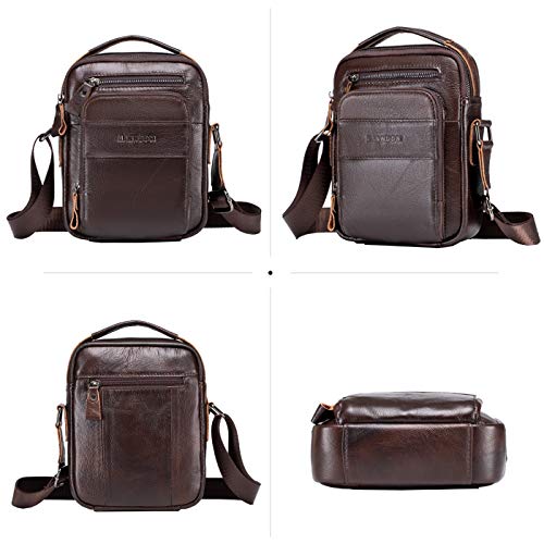 Borsa A Spalla Uomo In Vera Pelle - Zaino Monospalla Multitasche Per Viaggio E Lavoro - Foto 12