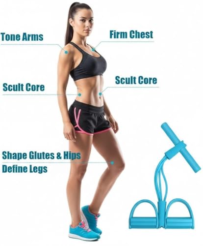 Image of Portable Resistance Band with Foot Pedals, Full Body Workout, Strength Training, Toning and Stretching Exercise Equipment