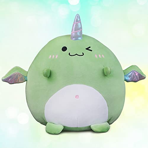 Marsjoy 8" Green Unicorn Dinosaur Plush Pillow Toy Squishy Unicorn Stuffed Animal Plushie Unicorn Pillow Cute Unicorn Huggable Toy Kawaii Soft Cushion For Girl Kid Children's Day Birthdays Christmas #TOP1