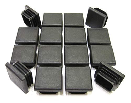 Image of 16pcs Pack: 1 1 /4 Inch Square Black Plastic End Cap (for Hole Side Size from 1 to 1 3 /16, Including 1 1 /8 inches), Furniture Finishing Plug