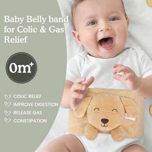 Image of Baby Colic and Gas Relief, Heated Tummy Wrap for Newborns Belly Relief by Soothing Warmth, Baby Heating Pad Swaddling Belt Relief & Soothe Gas, Colic and Upset Stomach for Newborns to Toddler (Puppy)