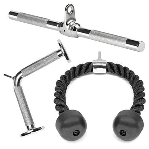 Zipzell™ Sports Gym Accessories Combo, Tricep Rope, Tricep Straight Handle, V Shaped Handle, Chrome Finish-image-28