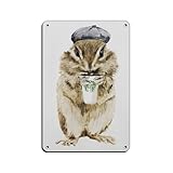 Starbucks Streifenhörnchen-Blechschild, Vintage, Metall, 