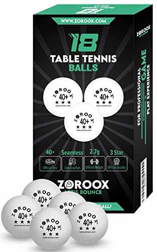 Zoroox 18 Premium Table Tennis Balls 3-Star White/Orange High Performance Ping Pong Balls - Experience The Perfect Balance Of Speed, Spin, And Control - The Choice Of Champions (White) #TOP5