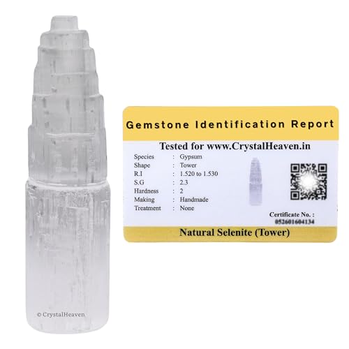 Image of Certified Selenite Tower Charging Plate - 15 cm Premium Selenite Stone for Crystal Charging - Elegant Selenite Plate for Bracelets and Healing Crystals - Natural Energy Amplifier and Cleanser