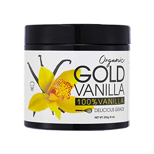 Gold Organic Vanilla Powder (8 oz) Smoothie Grade - Perfect Vanilla Extract Substitute For Baking All Natural Great For Coffee And Drinks