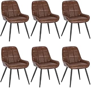 WOLTU Set of 6 Dining Chairs, Relaxing Chairs Faux leather, Chairs for Bedroom, Living Room, Dining Room and Kitchen, Ergonomic Chairs with Backrest, Brown, BH332br-6