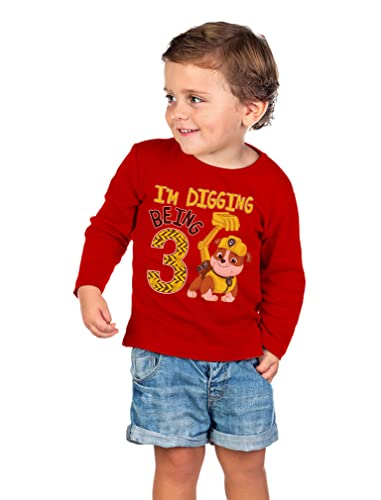 Paw Patrol Rubble 3rd Birthday Long Sleeve Shirt for Toddler Boys - I'm Digging Being 3 Gift Tee for Three Year Old2