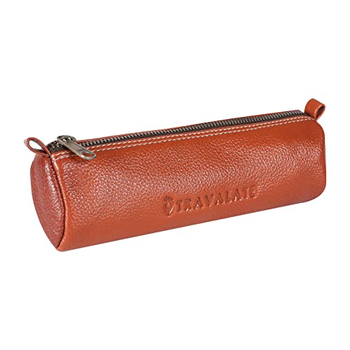 Travalate® - Neceser de piel auténtica para hombres y mujeres, cremalleras YKK, color naranja, accesorios de viaje, Naranja, Accesorios de viaje, Naranja, Accesorios de viaje