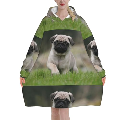 Sweat à capuche couverture carlin en flanelle, le cadeau idéal pour Noël