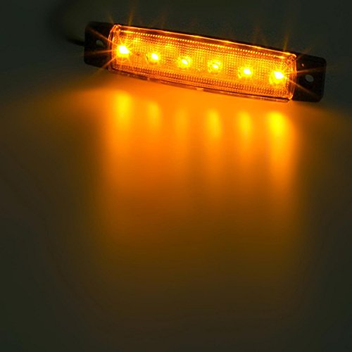 Partsam 10Pcs 3.8" Amber Side Marker Clearance Lights 6 Led Indicators Lights Parking Turn Signal Lights For Trailer Truck Bus Boat Rv Camper Lorry Suv Utv, 12V #TOP7