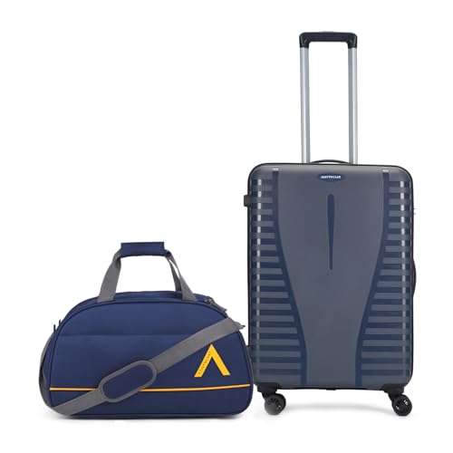 Aristocrat Polycarbonate Hard Shell Spinner Suitcase AIRPRO 66 CR.Teal+Cadet DF 62 Navy Blue, Small, 66 Cm