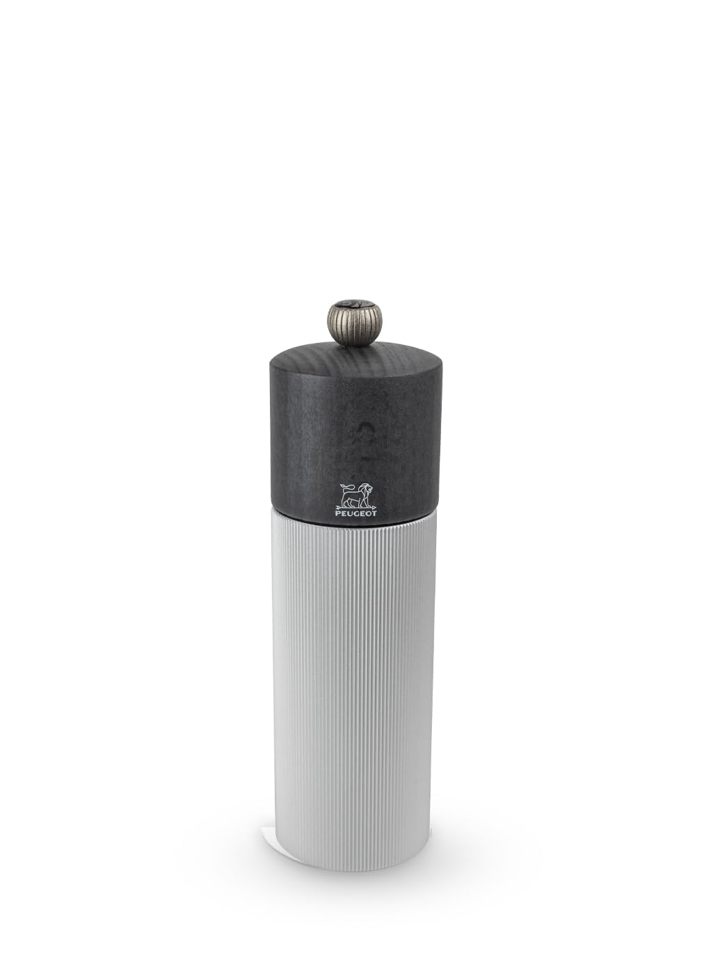 PEUGEOT - Salzmühle Line 18 cm - Klassische Mahlgradeinstellung - Innovatives Zirlion-Mahlwerk für pulverfeines Salz - Aluminium und PEFC-zertifiziertes Holz - Französisches Know-how - Graphitfarben