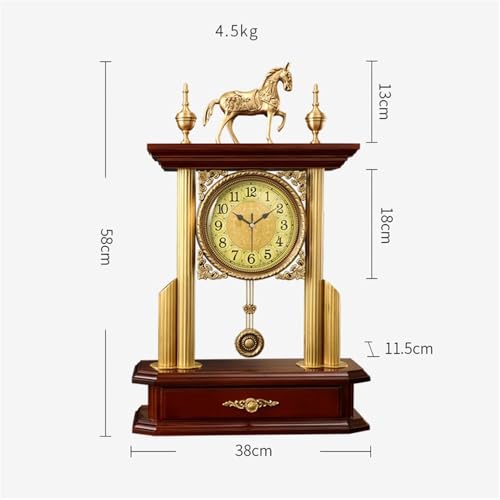 Reloj de latón de alta gama con cajones y mecanismo silencioso para salón 3