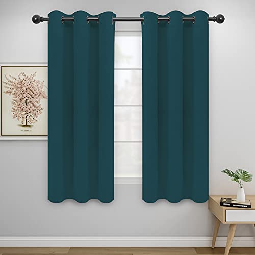 Image of Easy-Going Blackout Curtains for Bedroom, Solid Thermal Insulated Grommet and Noise Reduction Window Drapes, Room Darkening Curtains for Living Room, 2 Panels(42x63 in, Peacock Blue)