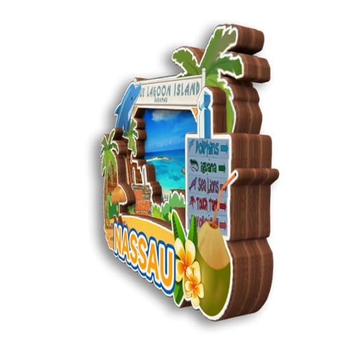 Imán Decorativo de Madera Nassau Bahamas 3D miniatura 4