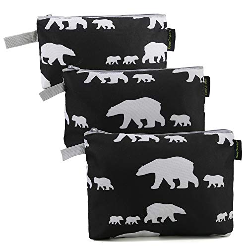 Animal Cosmetic Bags Set of 3 Various Sizes Travel Makeup Organizer w Zipper Heavy Duty Toiletry Storage Pouch for Women Girls Cute Black Polar Bear Print