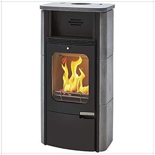 Dauerbrand Kamin-Ofen Caminos Prestige 2.0 schwarz Speicher-Stein für Scheite Press-Holz Briketts Anthrazit und Braun-Kohle 7kw modern mit Abbrand-Automatik
