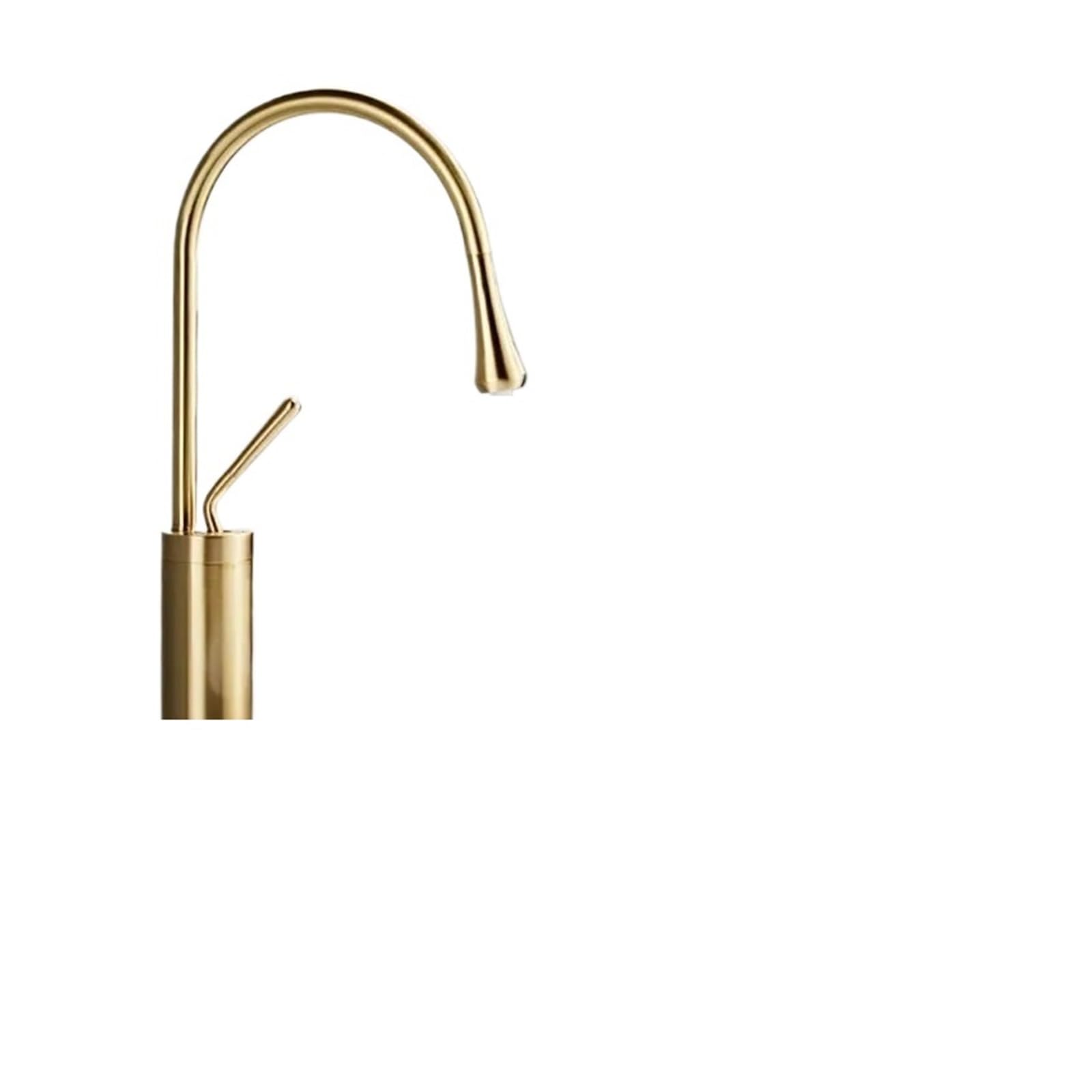 Kitchen Faucet Pull Out Stream Sprayer Deck Mounted Matte Black Mixer Tap 360 Degree Rotation Kitchen Sink Hot Cold Taps(Brushed Gold Tall)