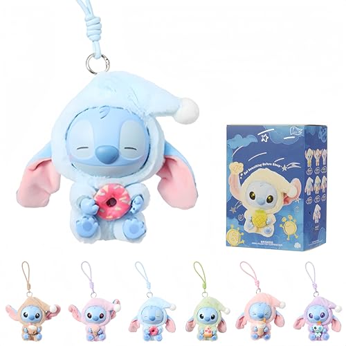 UKJNG Stitch Eat Something Before Sleep Collection Blind Box Plush Toy Keychain Single Box Vinyl Plush Toy Figure Model for Bag Decoration,Surprises...