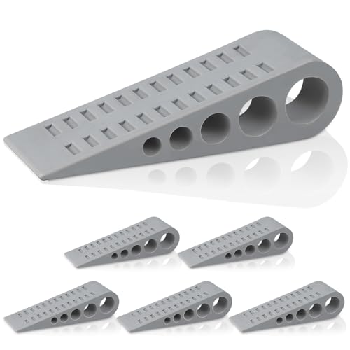 Door Stoppers for Bottom of Door - Rubber Door Stopper Wedge Non-Slip, Door Stop for Home/Office (6 Pack, Gray)