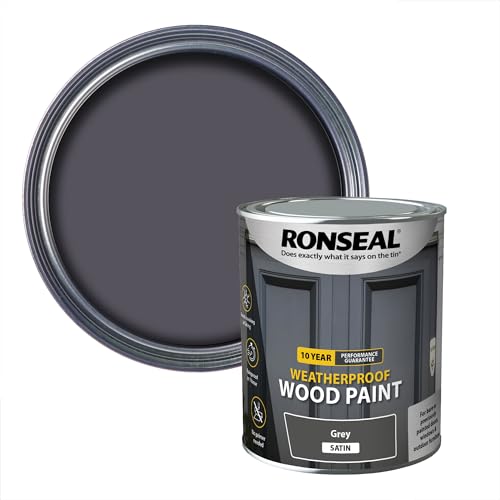 RONSEAL 10 Year Weatherproof 2-in-1 Wood Paint Grey Satin 750ml