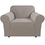 BellaHills Super Stretch Sofa Covers Couch Covers Sofa Slipcovers Furniture Protector for Sofas/Kids/Pets | Form Fitted Jacquard with Elastic Bottom, Thick Soft Non Slip (1 Seater，Taupe)
