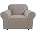 H.VERSAILTEX Soft Spandex Chair Cover 1 Piece Furniture Protector Rich Textured Lycra High Spandex Small Checks Knitted Jacquard Sofa Cover Chair Covers for Living Room (Chair-1 Seater, Taupe)