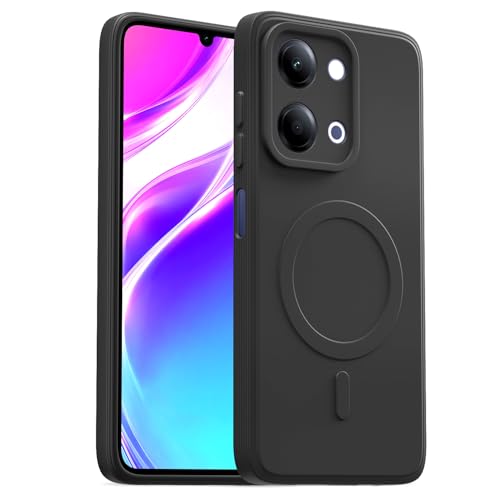 Image of Outlouders Back Cover for Vivo Y11 5G Soft Matte Silicone Cover with Slim Fit | Mag-Safe Logo (Not Mag-Safe Compatible) | Shockproof | Camera Protection Bumper Case (Black)