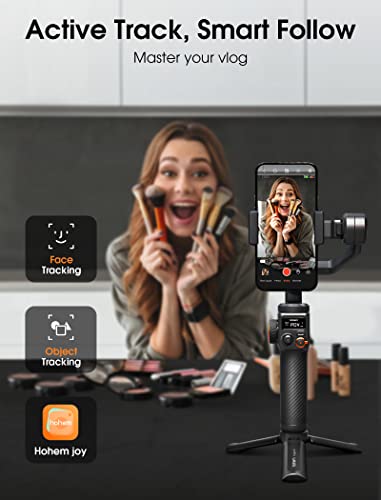 Hohem M6 Gimbal Stabilizer for Smartphone, 2023 Upgrade 3-Axis Phone Gimbal, Gimbal for iPhone 14,13,12 Pro Max & Android, 360°Infinite Rotation, OLED Display, Phone Stabilizer for Video Recording.