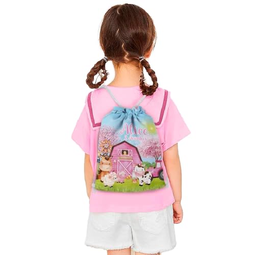 Mochilinha Bag Infantil Personalizado com Nome e Idade Fazendinha Aquarela Rosa (Mochilinha 20x30, Unidades, 01)