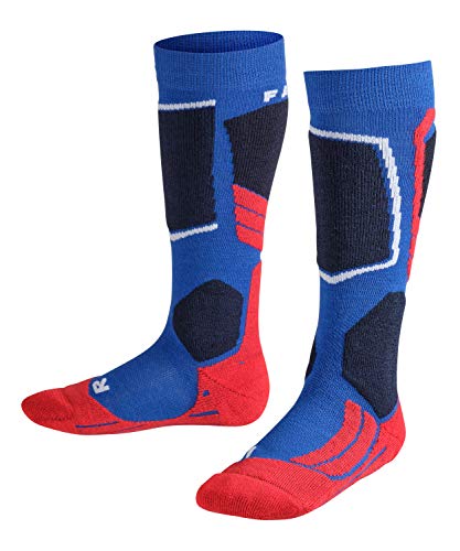FALKE SK2 Intermediate K Kh lana hilo funcional gruesos cálidos 1 par, Calcetines de esquí Unisex niños, Azul Cobalt Blue 6941, 31-34