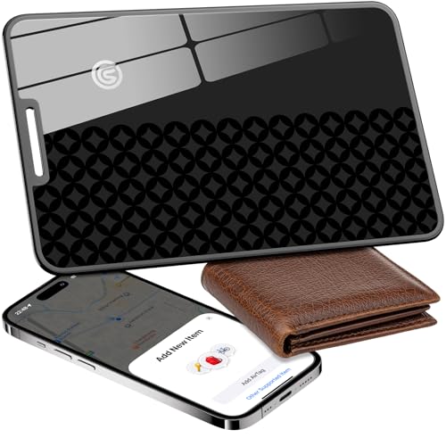 Trendia Compatible with Air Tag Wallet Tracker, Smart Card Finder, Apple MFi Compatible (iOS Only), App Controlled Anti Loss GPS Tracker, IP68 Waterproof, Item Locator for Luggage Tags, Purses, Black