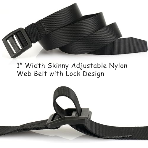 1" Wide Skinny Webbing Belt Plastic Buckle Thin Nylon Web Belts for Men4