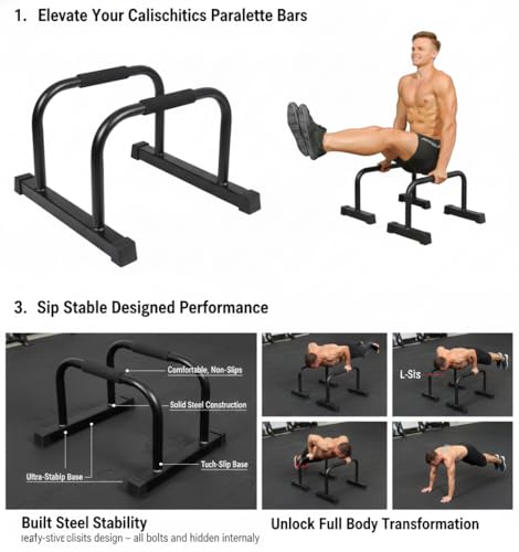 Image of IBS Professional Heavy-Duty Steel Parallette Bars - Ultimate Calisthenics & Dip Station