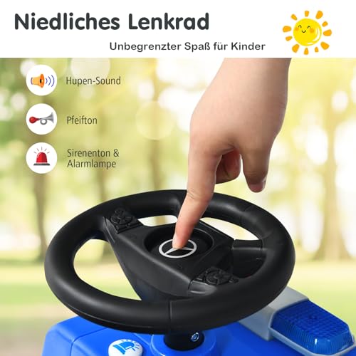 COSTWAY Mercedes Benz Rutschauto, Rutscherfahrzeug mit Stauraum, Kinder Polizeiauto mit Hupe & Sirene & Pfeife & Warnlampe, Rutscher Auto für Kinder ab 1 Jahr – Bild 5