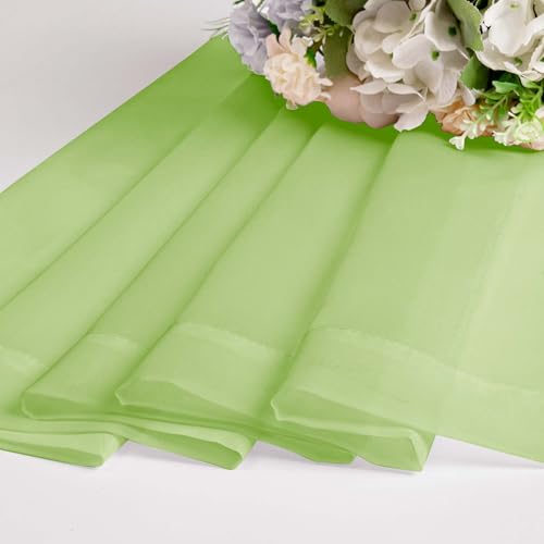 Image of OWENIE Short Lime Sheer Curtains 30 Inch Length 2 Panels Set, Kitchen Curtains Tiers Light Filtering Rod Pocket Cafe Curtain for Basement Bathroom Small Half Window, 42 inch W x 30 inch L, Lime