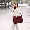 MOSISO Laptop Bag for Women, 15-15.6 inch PU Leather Laptop Shoulder Bag Convertible Backpack, 16 inch Messenger Bag Casual Handbag Work Briefcase Travel Computer Bag with Bowknot, Wine Red #3