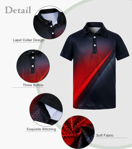 uideazone Boys Polo Shirts Dry Fit Performance Golf Short Sleeve Casual School Uniform Size 5-142