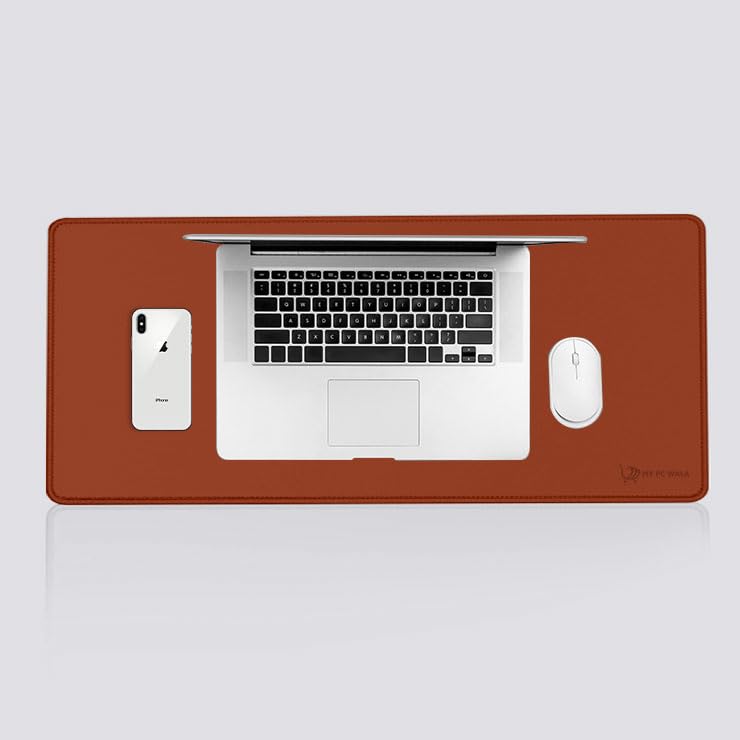 Image of Desk Mat 60x30 cm (11 x 23 inch) Red Brown | Large Mouse Pad for Office Computer Laptop Keyboard | Waterproof Anti-Slip Rubber Base Desk Mat