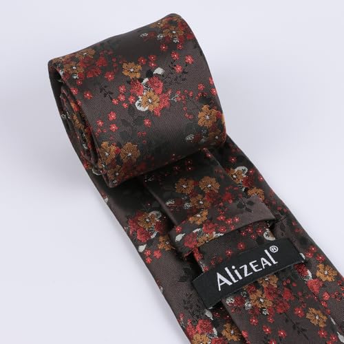 Image of Alizeal Mens 3.15inches Delicate Floral Tie with Small Flower Printed Handkerchief Set