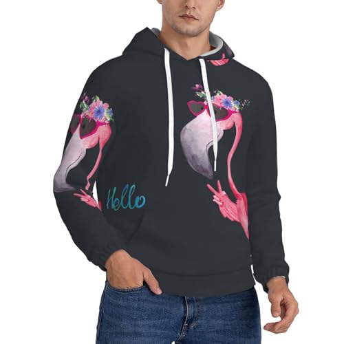Sweat à capuche flamant rose homme Hello Glasses pull décontracté à cordon