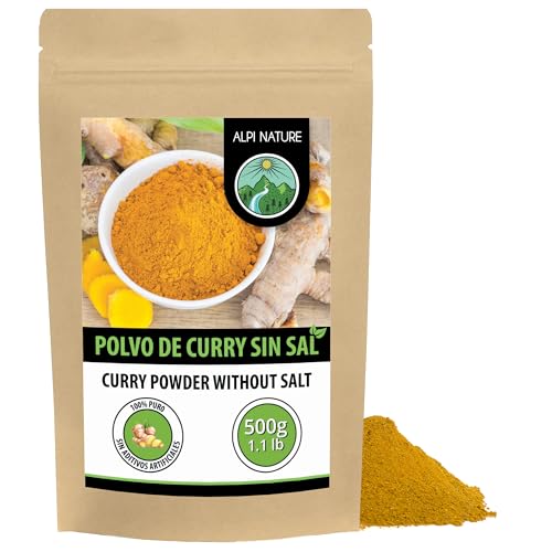 Alpi Nature Curry en Polvo Suave 500g, Polvo de Curry sin Sal, Especias Indias para Cocinar