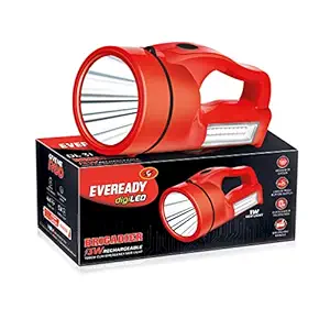 Eveready Led Rechargeable Torch Light | DL31 | Overcharge Protection | 250 Lumens | 3W Torch & 1W Sidelight| Li-Ion Battery with Charging Cable | Colour May Vary