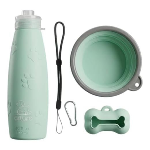 Botella 600ml. El tamaño Ideal. Agua Pipi Perros de Silicona A+ Apta también para Bebida. Recupera su Forma. con tapón antigoteo y Accesorios para Perros. Salida Chorro. Verde.