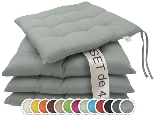 Zollner 4 cojines para silla, 40x40 cm, gris, en varios colores
